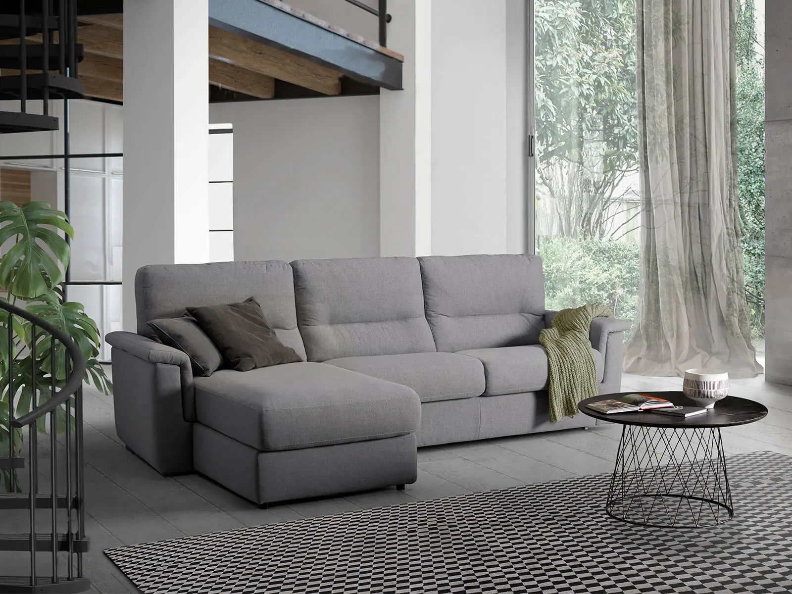 Divano Relaxo, con penisola, bracciolo tipo C